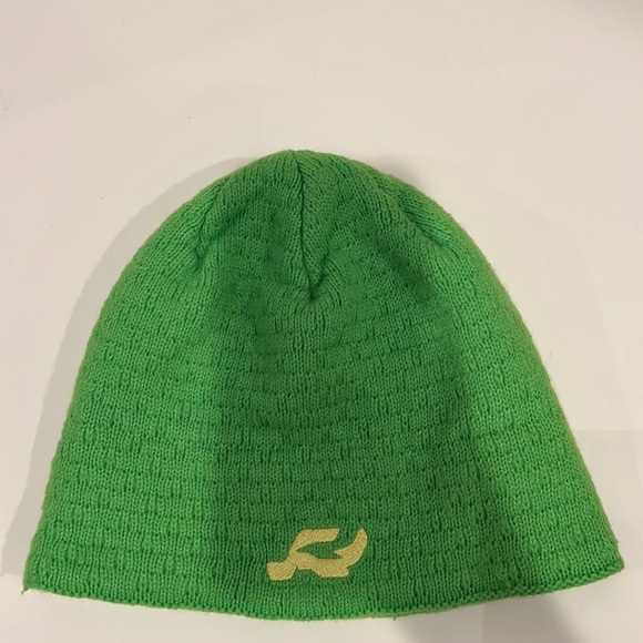 Green Beanie Hat with Gold Logo - Picture 3 of 4